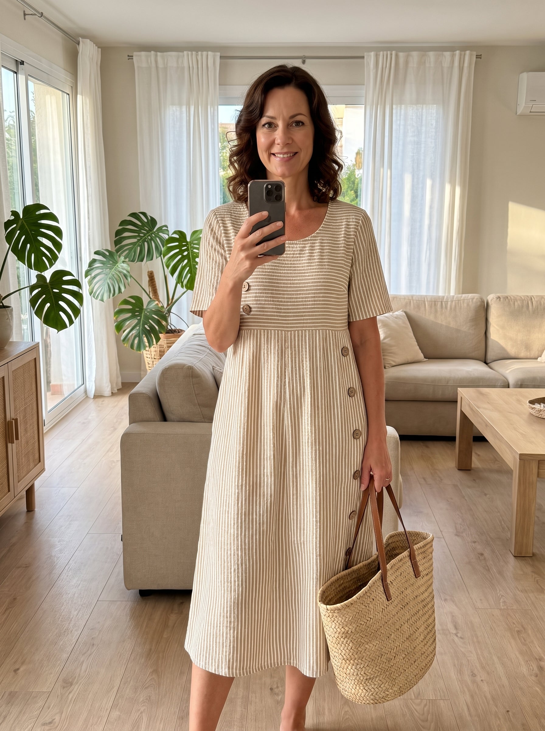 Martha | Vestido midi a rayas y botones