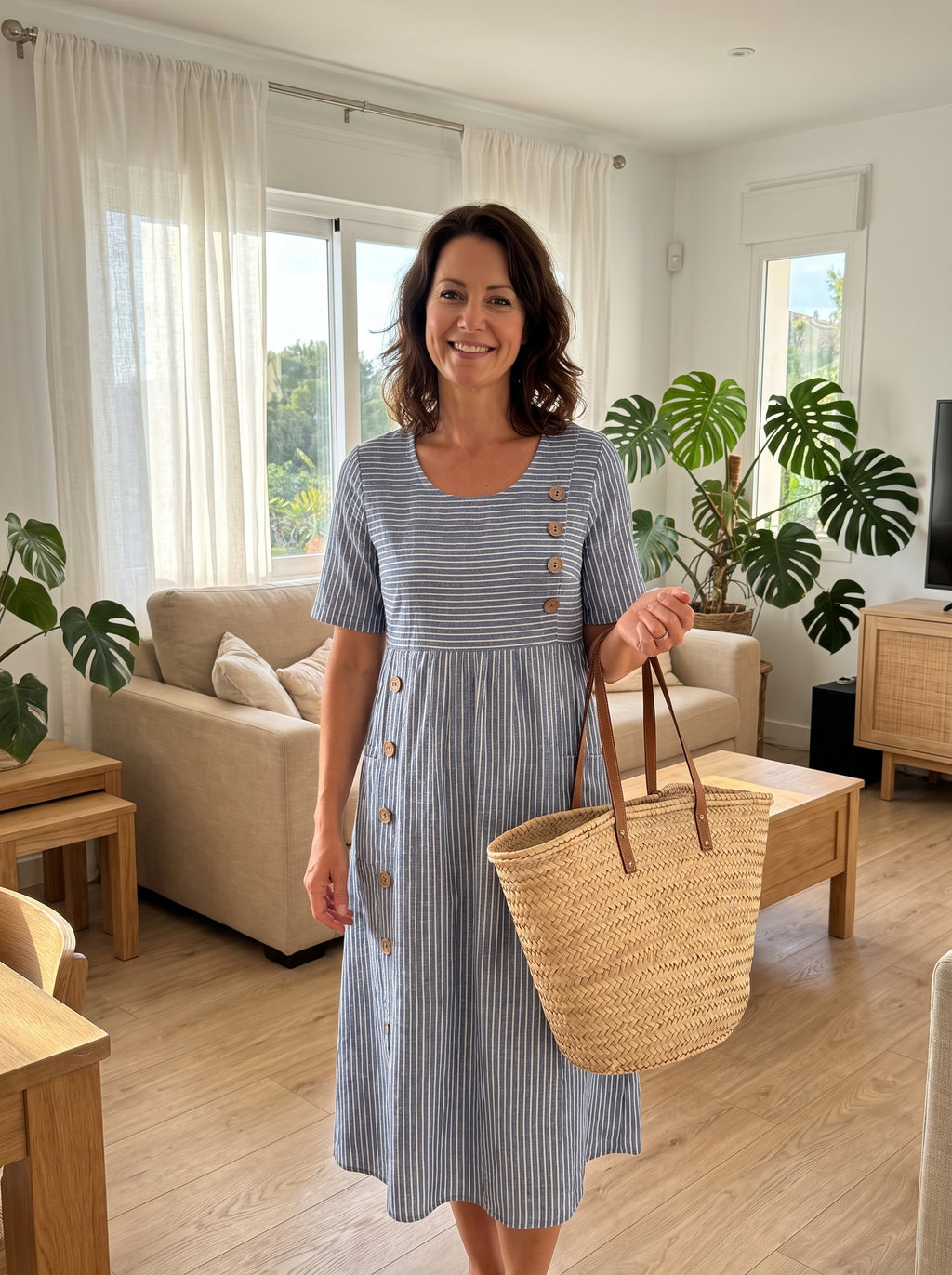 Martha | Vestido midi a rayas y botones