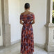 Toledo dress with orange and brown print