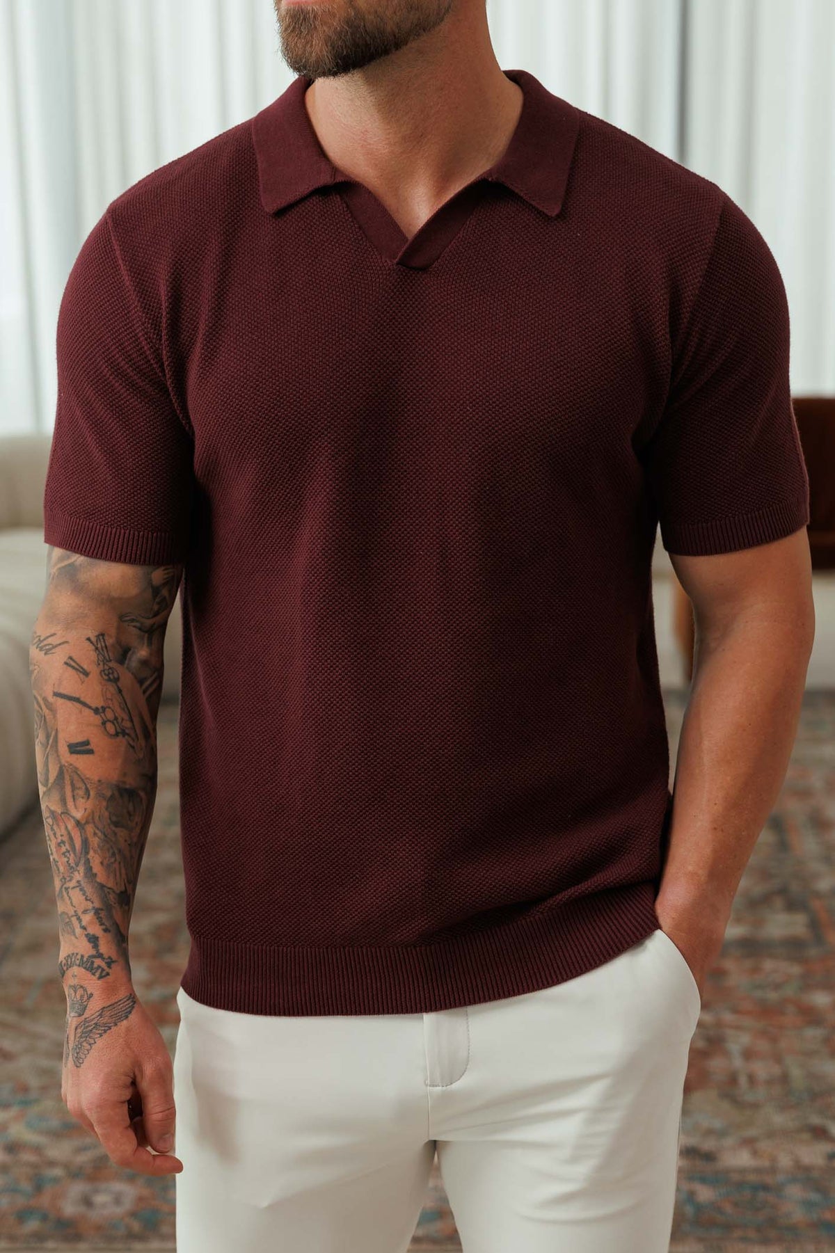 Polo de cachemira premium de corte ajustado