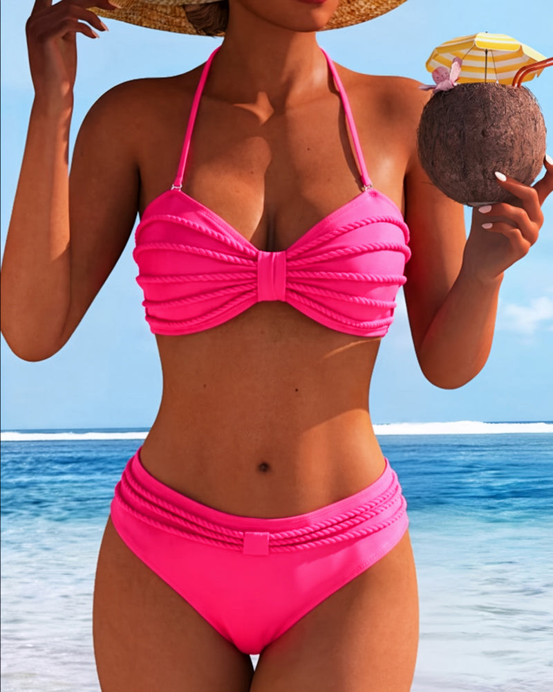 Bikini liso con cuello halter