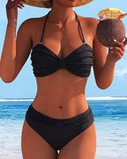 Bikini liso con cuello halter