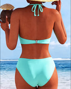 Bikini liso con cuello halter