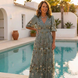 Melodi – Vestido largo de flores con cuello en V
