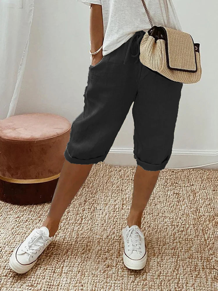 Julia | Shorts de algodón y lino para mujer