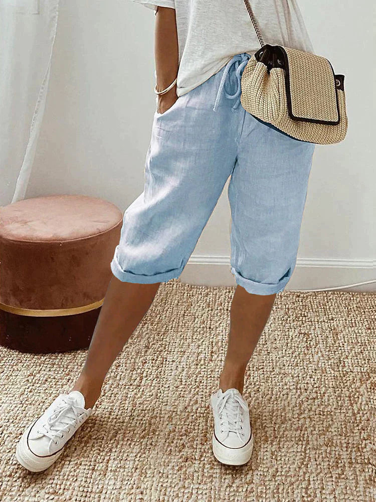 Julia | Shorts de algodón y lino para mujer