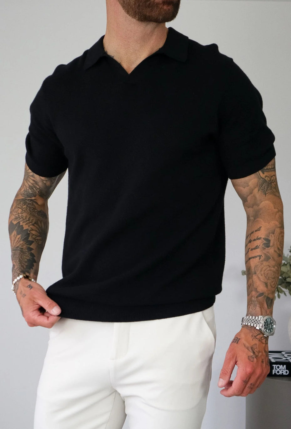 Polo de cachemira premium de corte ajustado