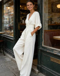 Jennifer - Mono elegante de escote en V y pierna ancha