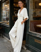 Jennifer - Mono elegante de escote en V y pierna ancha
